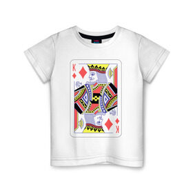 Детская футболка хлопок с принтом Король буби в Новосибирске, 100% хлопок | круглый вырез горловины, полуприлегающий силуэт, длина до линии бедер | азарт | атласная | бубей | бубны | карты | колода | масть