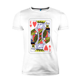 Мужская футболка премиум с принтом Король черви в Новосибирске, 92% хлопок, 8% лайкра | приталенный силуэт, круглый вырез ворота, длина до линии бедра, короткий рукав | азарт | атласная | карты | колода | масть | покер | червей | черви