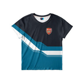 Детская футболка 3D с принтом Арсенал / FC Arsenal 2018 #1 в Новосибирске, 100% гипоаллергенный полиэфир | прямой крой, круглый вырез горловины, длина до линии бедер, чуть спущенное плечо, ткань немного тянется | fc | геометрия | эмблема