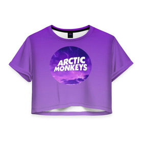 Женская футболка 3D укороченная с принтом Arctic Monkeys в Новосибирске, 100% полиэстер | круглая горловина, длина футболки до линии талии, рукава с отворотами | алекс тёрнер | арктик | арктические мартышки | гаражный | группа | джейми кук | инди рок | манкис | музыка | мэтт хелдер | ник о мэлли | обезьяна | постпанк ривайвл | психоделический | рок