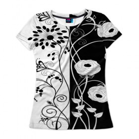 Женская футболка 3D с принтом Мак в Новосибирске, 100% полиэфир ( синтетическое хлопкоподобное полотно) | прямой крой, круглый вырез горловины, длина до линии бедер | blossom | flower | garden stuff | green stuff | бабочки | узор | цветочный орнамент | цветы | цеточный узор