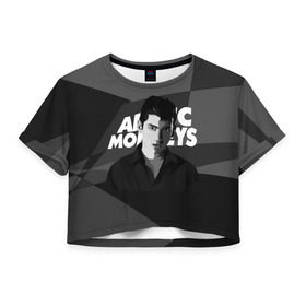 Женская футболка 3D укороченная с принтом Солист Arctic Monkeys в Новосибирске, 100% полиэстер | круглая горловина, длина футболки до линии талии, рукава с отворотами | arc | алекс тёрнер | арктик | арктические мартышки | гаражный | группа | джейми кук | инди рок | манкис | музыка | мэтт хелдер | ник о мэлли | обезьяна | постпанк ривайвл | психоделический | рок