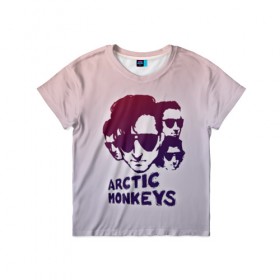 Детская футболка 3D с принтом Группа Arctic Monkeys в Новосибирске, 100% гипоаллергенный полиэфир | прямой крой, круглый вырез горловины, длина до линии бедер, чуть спущенное плечо, ткань немного тянется | Тематика изображения на принте: 