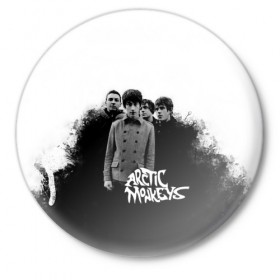 Значок с принтом Группа Arctic Monkeys в Новосибирске,  металл | круглая форма, металлическая застежка в виде булавки | arctic monkeys обезьянка