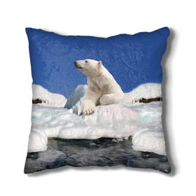 Подушка 3D с принтом Арктика в Новосибирске, наволочка – 100% полиэстер, наполнитель – холлофайбер (легкий наполнитель, не вызывает аллергию). | состоит из подушки и наволочки. Наволочка на молнии, легко снимается для стирки | animals | bear | ice | nature | polar bear | power | travel | белый медведь | животные | лёд | медведь | природа | путешествия | сила | снег