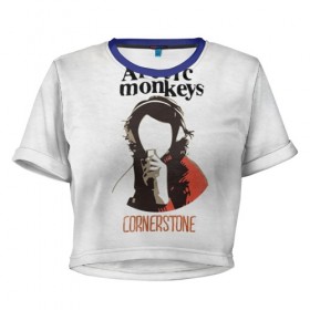 Женская футболка 3D укороченная с принтом Arctic Monkeys cornerstone в Новосибирске, 100% полиэстер | круглая горловина, длина футболки до линии талии, рукава с отворотами | алекс тёрнер | арктик | арктические мартышки | гаражный | группа | джейми кук | инди рок | манкис | музыка | мэтт хелдер | ник о мэлли | обезьяна | постпанк ривайвл | психоделический | рок