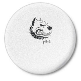 Значок с принтом Pitbull в Новосибирске,  металл | круглая форма, металлическая застежка в виде булавки | dog | питбуль | порода | рисунок | собака