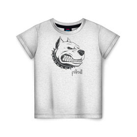Детская футболка 3D с принтом Pitbull в Новосибирске, 100% гипоаллергенный полиэфир | прямой крой, круглый вырез горловины, длина до линии бедер, чуть спущенное плечо, ткань немного тянется | dog | питбуль | порода | рисунок | собака