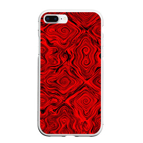 Чехол для iPhone 7Plus/8 Plus матовый с принтом Tie-Dye red в Новосибирске, Силикон | Область печати: задняя сторона чехла, без боковых панелей | Тематика изображения на принте: волны | красный | разводы | текстура