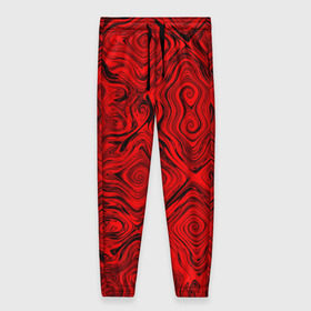 Женские брюки 3D с принтом Tie-Dye red в Новосибирске, полиэстер 100% | прямой крой, два кармана без застежек по бокам, с мягкой трикотажной резинкой на поясе и по низу штанин. В поясе для дополнительного комфорта — широкие завязки | волны | красный | разводы | текстура