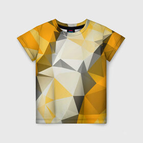 Детская футболка 3D с принтом Sport Abstract 2018 в Новосибирске, 100% гипоаллергенный полиэфир | прямой крой, круглый вырез горловины, длина до линии бедер, чуть спущенное плечо, ткань немного тянется | абстракция | геометрия | желтый | краски | линии | мода | модные | пирамиды | полосы | серый | тренды | треугольники | узоры | фигуры | цвет