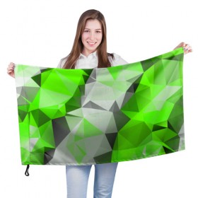 Флаг 3D с принтом Sport Abstract 2018 Green в Новосибирске, 100% полиэстер | плотность ткани — 95 г/м2, размер — 67 х 109 см. Принт наносится с одной стороны | абстракция | геометрия | желтый | краски | линии | мода | модные | пирамиды | полосы | серый | тренды | треугольники | узоры | фигуры | цвет