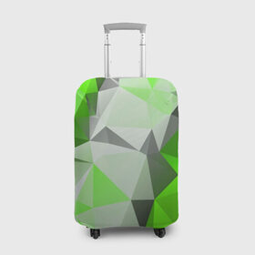 Чехол для чемодана 3D с принтом Sport Abstract 2018 Green в Новосибирске, 86% полиэфир, 14% спандекс | двустороннее нанесение принта, прорези для ручек и колес | абстракция | геометрия | желтый | краски | линии | мода | модные | пирамиды | полосы | серый | тренды | треугольники | узоры | фигуры | цвет