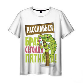 Мужская футболка 3D с принтом Сегодня пятница ! в Новосибирске, 100% полиэфир | прямой крой, круглый вырез горловины, длина до линии бедер | брат | мороженное | надпись | ящерица