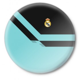 Значок с принтом Real Madrid 2018 #2 в Новосибирске,  металл | круглая форма, металлическая застежка в виде булавки | Тематика изображения на принте: emirates | fc | real madrid | клуб | мяч | реал мадрид | эмблема