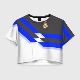 Женская футболка 3D укороченная с принтом Real Madrid 2018 в Новосибирске, 100% полиэстер | круглая горловина, длина футболки до линии талии, рукава с отворотами | реал мадрид | эмблема