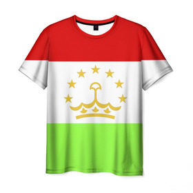 Мужская футболка 3D с принтом Флаг Таджикистана в Новосибирске, 100% полиэфир | прямой крой, круглый вырез горловины, длина до линии бедер | парчами точикистон | таджикистан | точикистон | флаг | флаг таджикистана