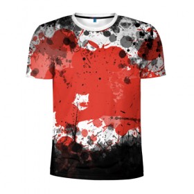 Мужская футболка 3D спортивная с принтом Брызги и пятна в Новосибирске, 100% полиэстер с улучшенными характеристиками | приталенный силуэт, круглая горловина, широкие плечи, сужается к линии бедра | белый | грязь | красный | кровь | пятна | черный