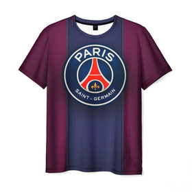 Мужская футболка 3D с принтом Paris Saint-Germain в Новосибирске, 100% полиэфир | прямой крой, круглый вырез горловины, длина до линии бедер | psg | париж | псж | форма | футбол