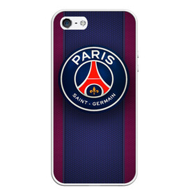 Чехол для iPhone 5/5S матовый с принтом Paris Saint-Germain в Новосибирске, Силикон | Область печати: задняя сторона чехла, без боковых панелей | psg | париж | псж | форма | футбол