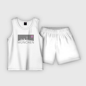 Детская пижама с шортами хлопок с принтом Bayern Munchen   Munchen City grey (2022) в Новосибирске,  |  | bayern munchen | fcb | football | бавария мюнхен