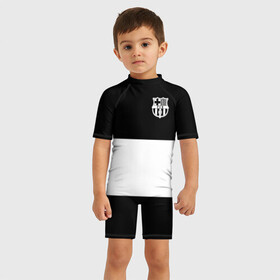 Детский купальный костюм 3D с принтом FC Barcelona Black Collection в Новосибирске, Полиэстер 85%, Спандекс 15% | застежка на молнии на спине | Тематика изображения на принте: black collection | fc | fc barcelona | fcb | fly emirates | ronaldo | барселона | зож | клуб | линии | месси | модные | мяч | реал мадрид | спорт | спортивные | тренды | футбол | футбольный клуб | эмблема