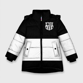 Зимняя куртка для девочек 3D с принтом FC Barcelona Black Collection в Новосибирске, ткань верха — 100% полиэстер; подклад — 100% полиэстер, утеплитель — 100% полиэстер. | длина ниже бедра, удлиненная спинка, воротник стойка и отстегивающийся капюшон. Есть боковые карманы с листочкой на кнопках, утяжки по низу изделия и внутренний карман на молнии. 

Предусмотрены светоотражающий принт на спинке, радужный светоотражающий элемент на пуллере молнии и на резинке для утяжки. | black collection | fc | fc barcelona | fcb | fly emirates | ronaldo | барселона | зож | клуб | линии | месси | модные | мяч | реал мадрид | спорт | спортивные | тренды | футбол | футбольный клуб | эмблема