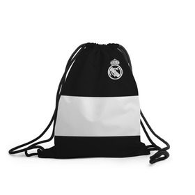 Рюкзак-мешок 3D с принтом Real Madrid Black Collection в Новосибирске, 100% полиэстер | плотность ткани — 200 г/м2, размер — 35 х 45 см; лямки — толстые шнурки, застежка на шнуровке, без карманов и подкладки | emirates | fc | real madrid | клуб | мяч | реал мадрид