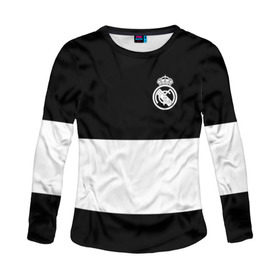 Женский лонгслив 3D с принтом Real Madrid Black Collection в Новосибирске, 100% полиэстер | длинные рукава, круглый вырез горловины, полуприлегающий силуэт | emirates | fc | real madrid | клуб | мяч | реал мадрид