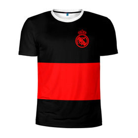 Мужская футболка 3D спортивная с принтом Real Madrid Black Collection в Новосибирске, 100% полиэстер с улучшенными характеристиками | приталенный силуэт, круглая горловина, широкие плечи, сужается к линии бедра | Тематика изображения на принте: emirates | fc | real madrid | клуб | мяч | реал мадрид