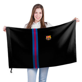 Флаг 3D с принтом FC Barcelona Line Collection в Новосибирске, 100% полиэстер | плотность ткани — 95 г/м2, размер — 67 х 109 см. Принт наносится с одной стороны | fc | барселона | эмблема