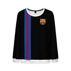 Мужской свитшот 3D с принтом FC Barcelona Line Collection в Новосибирске, 100% полиэстер с мягким внутренним слоем | круглый вырез горловины, мягкая резинка на манжетах и поясе, свободная посадка по фигуре | Тематика изображения на принте: fc | барселона | эмблема