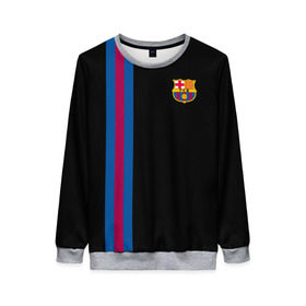 Женский свитшот 3D с принтом FC Barcelona Line Collection в Новосибирске, 100% полиэстер с мягким внутренним слоем | круглый вырез горловины, мягкая резинка на манжетах и поясе, свободная посадка по фигуре | Тематика изображения на принте: fc | барселона | эмблема