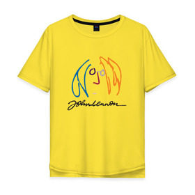 Мужская футболка хлопок Oversize с принтом Джон Ленон 2 в Новосибирске, 100% хлопок | свободный крой, круглый ворот, “спинка” длиннее передней части | Тематика изображения на принте: john lennon | the beatles | битлс | джон леннон