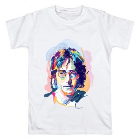 Мужская футболка хлопок с принтом Джон Леннон 6 в Новосибирске, 100% хлопок | прямой крой, круглый вырез горловины, длина до линии бедер, слегка спущенное плечо. | john lennon | the beatles | битлс | джон леннон