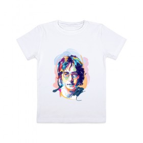 Детская футболка хлопок с принтом Джон Леннон 6 в Новосибирске, 100% хлопок | круглый вырез горловины, полуприлегающий силуэт, длина до линии бедер | john lennon | the beatles | битлс | джон леннон