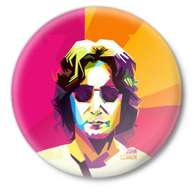 Значок с принтом Джон Леннон 7 в Новосибирске,  металл | круглая форма, металлическая застежка в виде булавки | Тематика изображения на принте: 