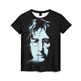 Женская футболка 3D с принтом Джон Леннон 7 в Новосибирске, 100% полиэфир ( синтетическое хлопкоподобное полотно) | прямой крой, круглый вырез горловины, длина до линии бедер | john lennon | the beatles | битлс | джон леннон