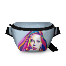 Поясная сумка 3D с принтом Scarlett Johansson в Новосибирске, 100% полиэстер | плотная ткань, ремень с регулируемой длиной, внутри несколько карманов для мелочей, основное отделение и карман с обратной стороны сумки застегиваются на молнию | scarlett johansson | скарлет йохансон | скарлетт йоханссон