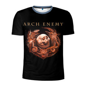 Мужская футболка 3D спортивная с принтом Arch Enemy в Новосибирске, 100% полиэстер с улучшенными характеристиками | приталенный силуэт, круглая горловина, широкие плечи, сужается к линии бедра | alissa white gluz | arch enemy | алисса уайт глаз | арч энеми