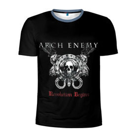 Мужская футболка 3D спортивная с принтом Arch Enemy в Новосибирске, 100% полиэстер с улучшенными характеристиками | приталенный силуэт, круглая горловина, широкие плечи, сужается к линии бедра | alissa white gluz | arch enemy | алисса уайт глаз | арч энеми