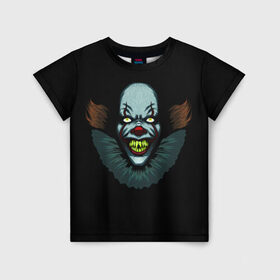 Детская футболка 3D с принтом Clown в Новосибирске, 100% гипоаллергенный полиэфир | прямой крой, круглый вырез горловины, длина до линии бедер, чуть спущенное плечо, ткань немного тянется | Тематика изображения на принте: horror | pennywise | stephen king | клоун | оно | пеннивайз | стивен кинг | ужасы | хоррор