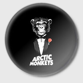 Значок с принтом Arctic Monkeys в Новосибирске,  металл | круглая форма, металлическая застежка в виде булавки | алекс тёрнер | арктик | арктические мартышки | гаражный | группа | джейми кук | инди рок | манкис | музыка | мэтт хелдер | ник о мэлли | обезьяна | постпанк ривайвл | психоделический | рок