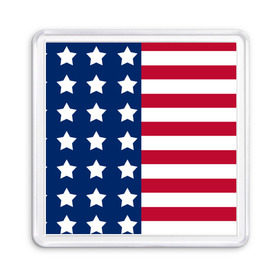 Магнит 55*55 с принтом USA Flag в Новосибирске, Пластик | Размер: 65*65 мм; Размер печати: 55*55 мм | Тематика изображения на принте: star | usa | америка | белый | звезды | красный | линии | полосы | популярные | синий | сша | триколор | туристические | флаг | цвет | штаты