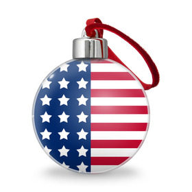 Ёлочный шар с принтом USA Flag в Новосибирске, Пластик | Диаметр: 77 мм | star | usa | америка | белый | звезды | красный | линии | полосы | популярные | синий | сша | триколор | туристические | флаг | цвет | штаты
