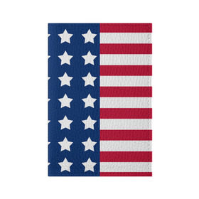 Обложка для паспорта матовая кожа с принтом USA Flag в Новосибирске, натуральная матовая кожа | размер 19,3 х 13,7 см; прозрачные пластиковые крепления | Тематика изображения на принте: star | usa | америка | белый | звезды | красный | линии | полосы | популярные | синий | сша | триколор | туристические | флаг | цвет | штаты