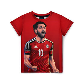 Детская футболка 3D с принтом Мохамед Салах в Новосибирске, 100% гипоаллергенный полиэфир | прямой крой, круглый вырез горловины, длина до линии бедер, чуть спущенное плечо, ткань немного тянется | mohamed salah ghaly | ливерпуль | мохаммед салах хамед гали | сборная египта | спорт | футбол