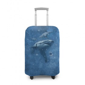 Чехол для чемодана 3D с принтом Shark в Новосибирске, 86% полиэфир, 14% спандекс | двустороннее нанесение принта, прорези для ручек и колес | fish | ocean | акула | вода | животные | море | океан | рыба | челюсти