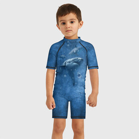 Детский купальный костюм 3D с принтом Shark в Новосибирске, Полиэстер 85%, Спандекс 15% | застежка на молнии на спине | fish | ocean | акула | вода | животные | море | океан | рыба | челюсти