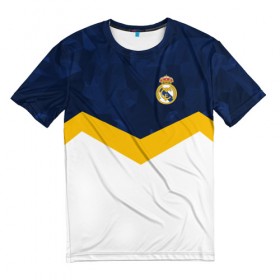 Мужская футболка 3D с принтом Real Madrid 2018 New в Новосибирске, 100% полиэфир | прямой крой, круглый вырез горловины, длина до линии бедер | emirates | fc | real madrid | клуб | мяч | реал мадрид